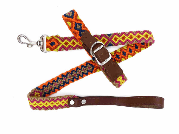 Collar Fiesta- ručně háčkovaný psí obojek - hand made dog leash - Wayana.eu